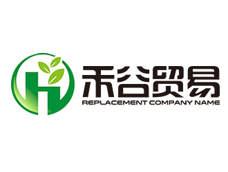 鐘炬的禾谷貿(mào)易公司對稱圖標logo設計